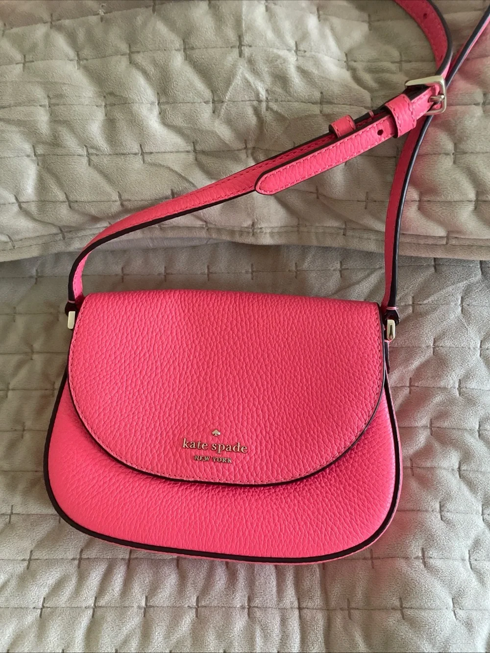 kate spade Hot Pink Pebbled Leather Flap Crossbody